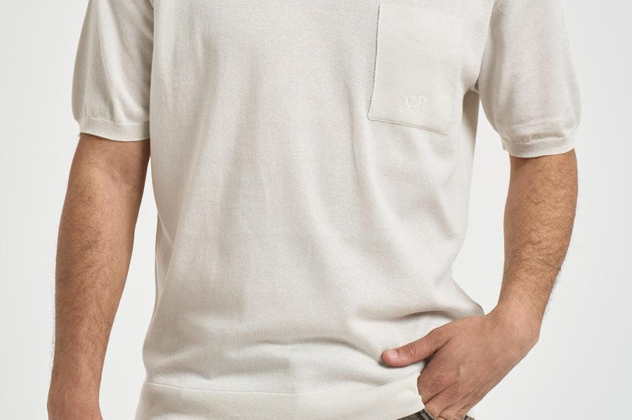 T-shirt uomo in maglia bianca KN235A 103 C.P. COMPANY 