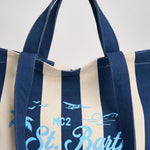 Borsa tote donna in cotone a righe blu STRIPESPOP 61 MC2 SAINT BARTH 