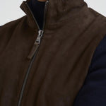 Giubbotto uomo in camoscio e tessuto blu FRANCIS KNIT 309 THE JACK LEATHERS 