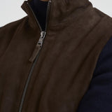 Giubbotto uomo in camoscio e tessuto blu FRANCIS KNIT 309 THE JACK LEATHERS 