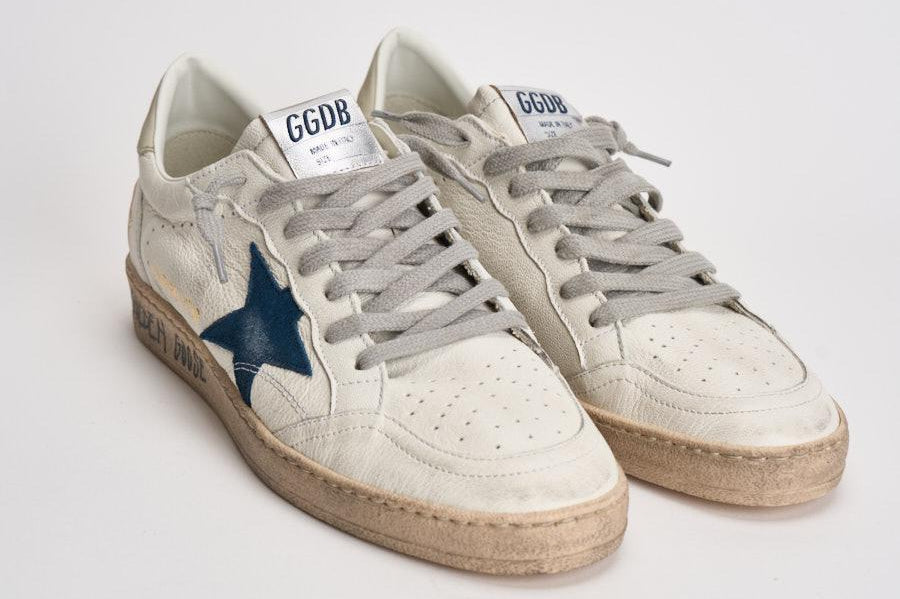 Sneakers uomo Ball Star bianco e blu GMF00117 F00757111660 GOLDEN GOOSE 
