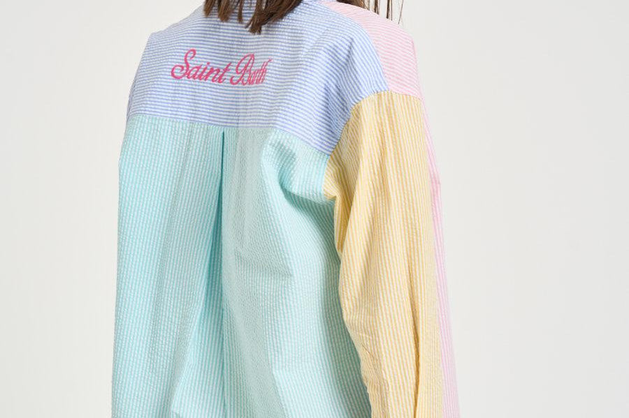 Camicia donna a righe multicolor CYS0001 MIX MC2 SAINT BARTH 