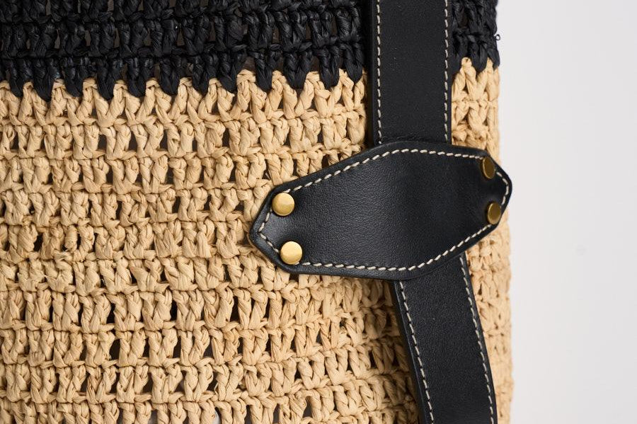 Borsa donna Bayia in rafia beige e nera PP0017FB D1X06MBKNL ISABEL MARANT 