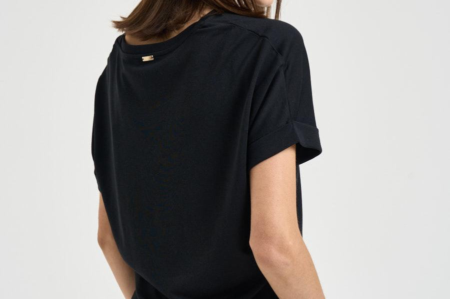 T-shirt donna girocollo nera JG000312D 520569300 HERNO 