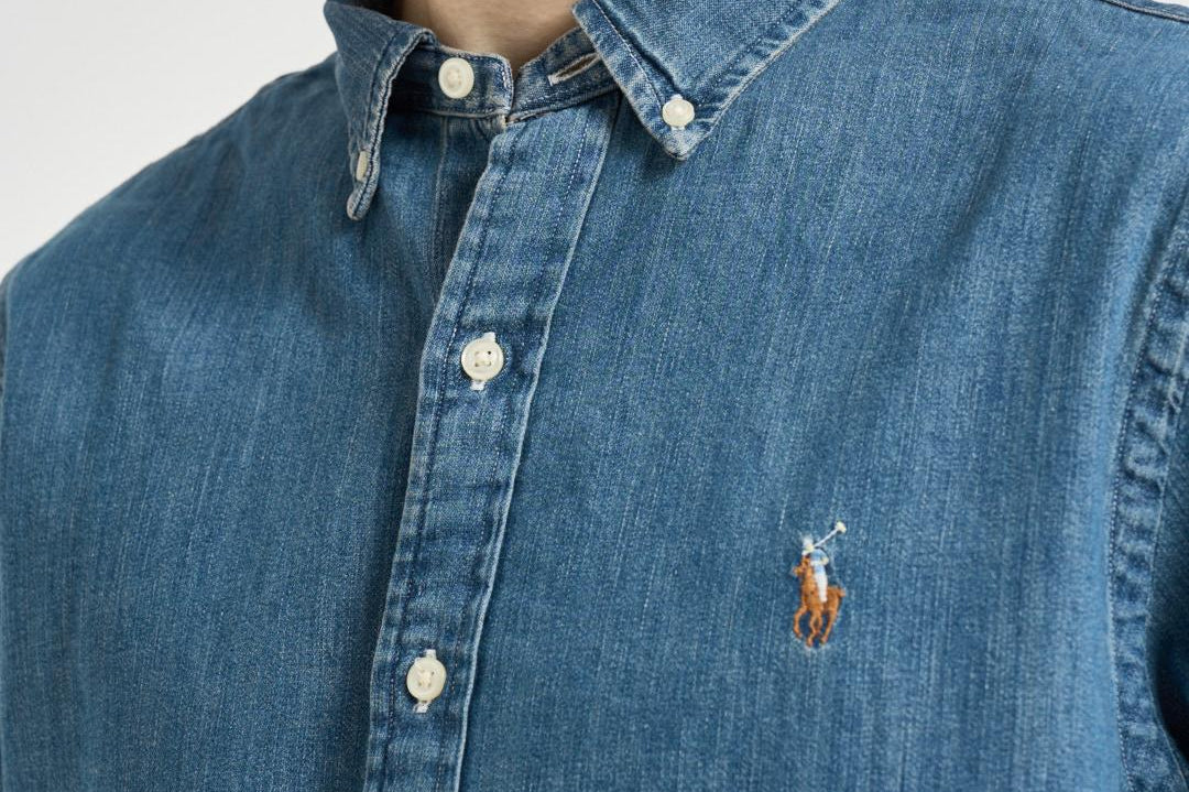 Camicia uomo in denim scuro 710548539 001 RALPH LAUREN 