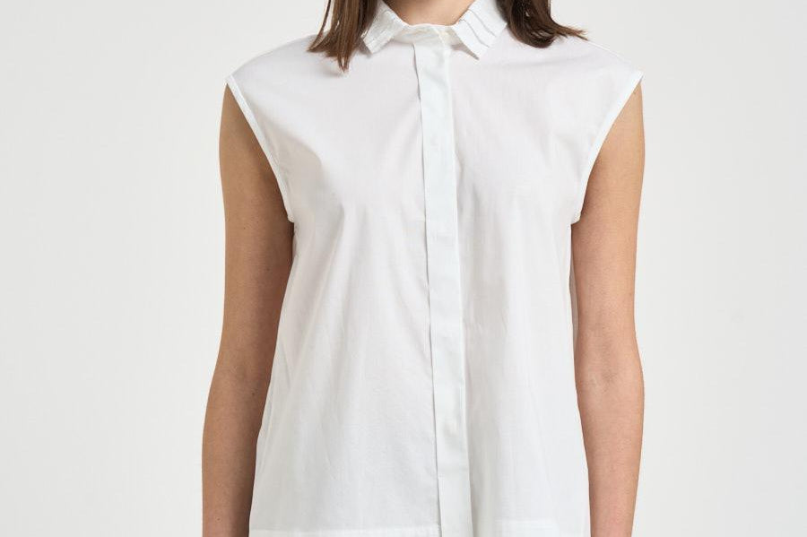 Camicia donna smanicata bianca A06733 8928C01C PESERICO 