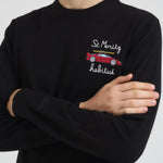 Maglia uomo girocollo con ricamo nera HERON LTEMBRYCARMORITZ00 MC2 SAINT BARTH 