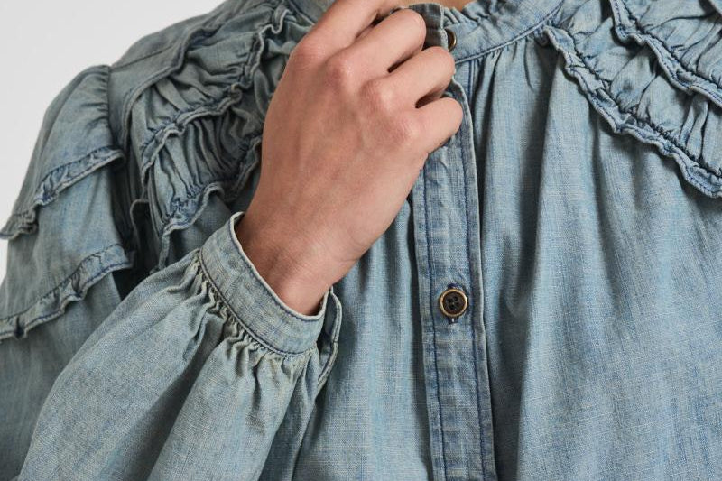 Blusa donna Milya in denim chiaro HT0677FA C3G05E30BU MARANT ETOILE 