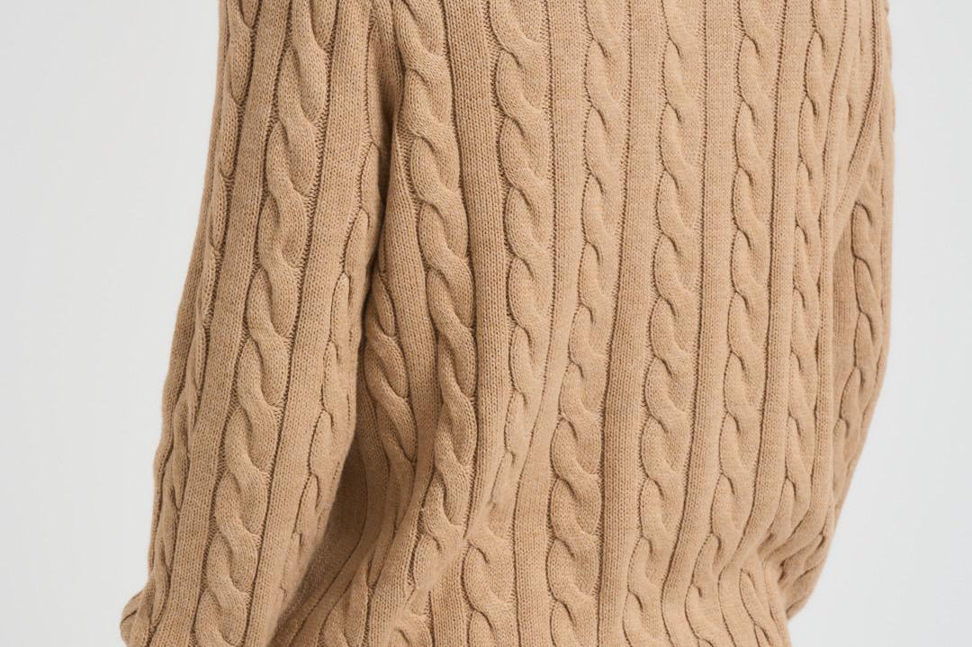 Maglia uomo a treccia cammello 710775885 014 RALPH LAUREN 