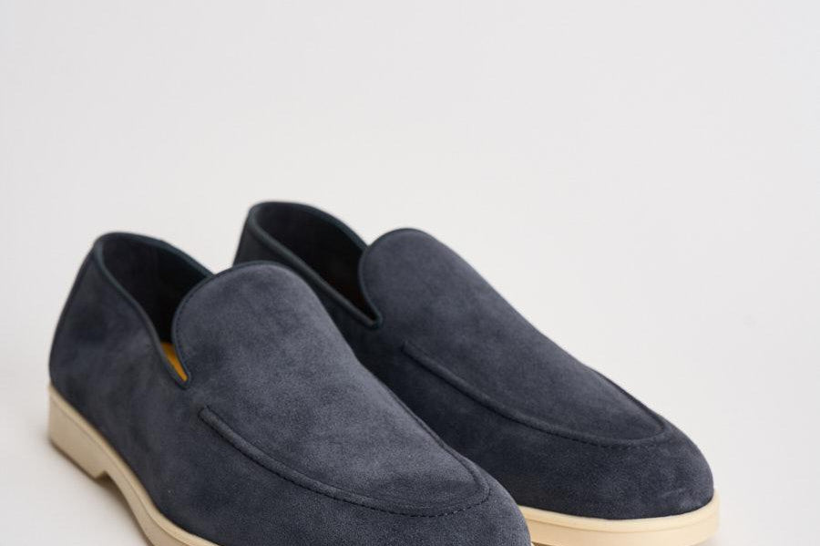 Mocassino uomo in suede blu 3413 VISONEB15 DOUCAL'S 