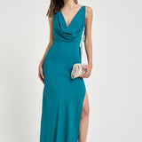 Abito donna lungo verde petrolio TM190138A JADE THE ANDAMANE 