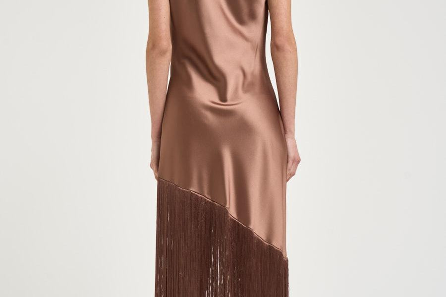 Abito donna monospalla bronzo 106352A33D KIWIL50 PINKO 