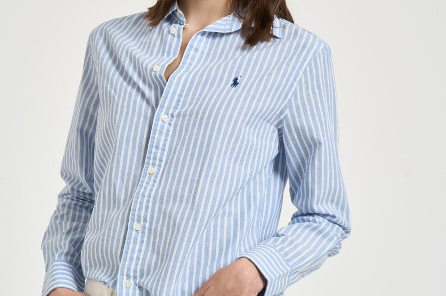 Camicia donna a righe celeste 211971514 503 RALPH LAUREN 