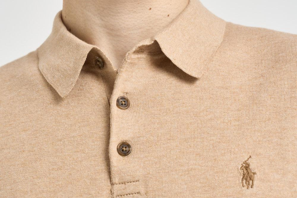 Polo uomo in maglia beige 710980682 500 RALPH LAUREN 