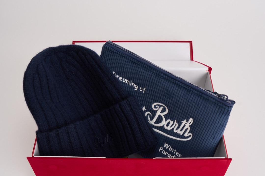 Set uomo cappellino e pochette blu XBOXMCLAS 61EMB MC2 SAINT BARTH 