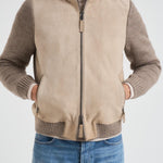 Giubbotto uomo in camoscio e tessuto beige FRANCIS KNIT 505 THE JACK LEATHERS 