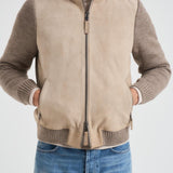 Giubbotto uomo in camoscio e tessuto beige FRANCIS KNIT 505 THE JACK LEATHERS 