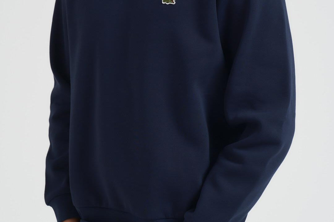 Felpa uomo girocollo in pile blu SH9608 166 LACOSTE 