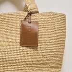 Borsa donna in rafia a mano beige V8.8EV NATURAL MANEBI' 