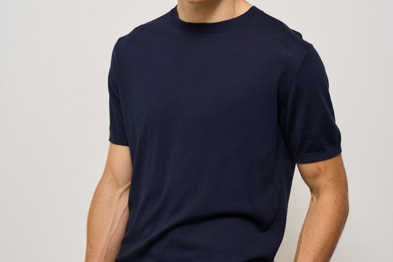 T-shirt uomo in maglia girocollo blu K100421 38 KANGRA 