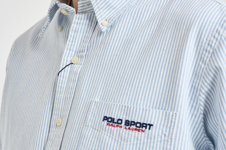 Camicia uomo Oxford gessata celeste 710B14607 001 RALPH LAUREN 