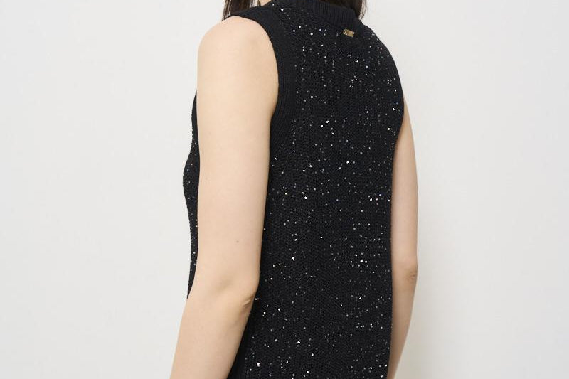 Gilet donna in maglia nero con glitter MG000167D 9300 HERNO 