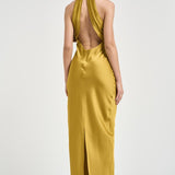 Abito donna lungo satinato ocra 16193 YELLOW ACTUALEE 