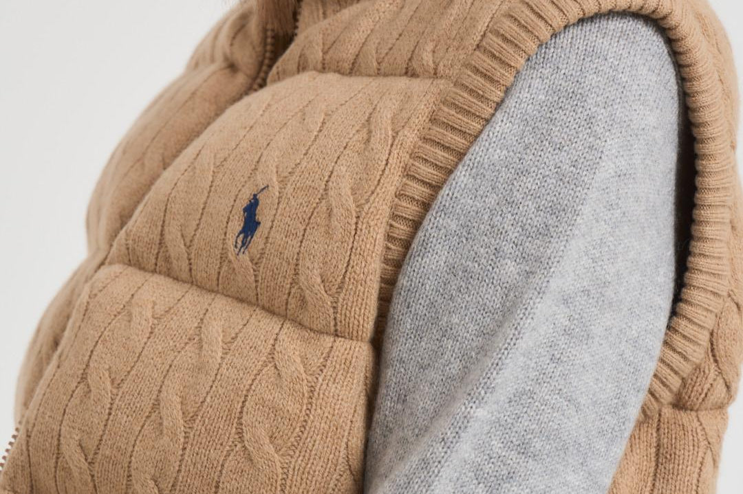 Gilet donna trapuntato in lana cammello 211966120 002 RALPH LAUREN 