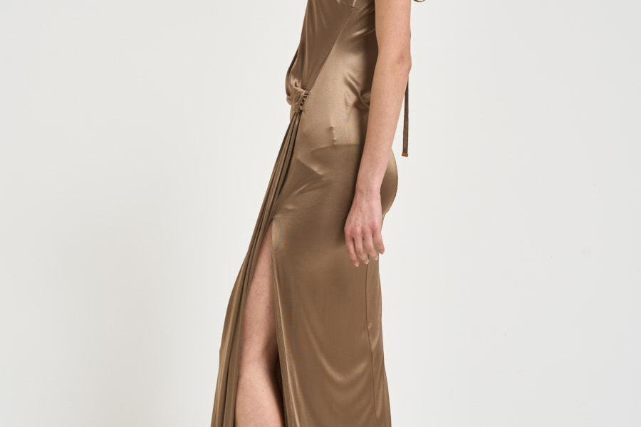 Abito donna drappeggiato tortora ABR24 229 ELISABETTA FRANCHI 