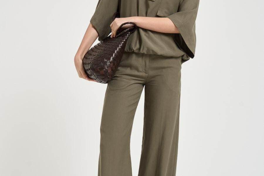 Blusa donna maniche a tre quarti verde militare TYC01 OLIVA NINE IN THE MORNING 