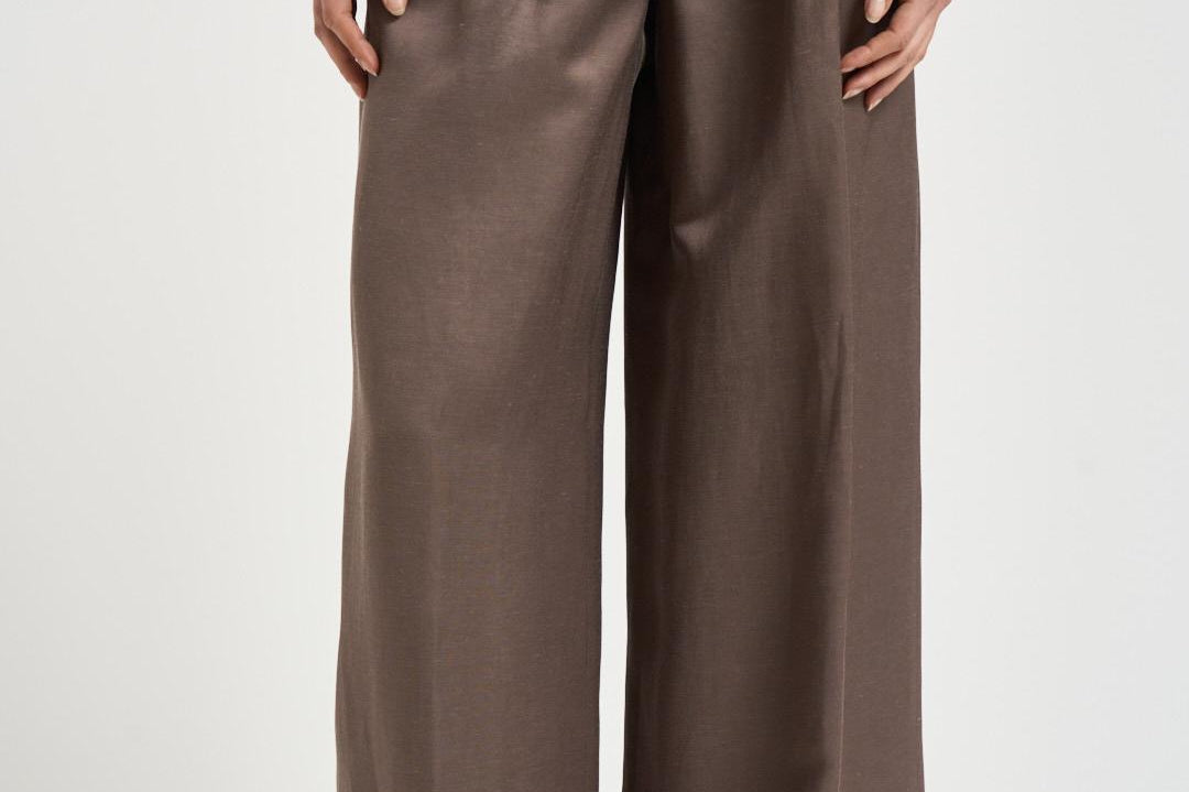 Pantalone donna a vita alta tortora A04143 01926151 PESERICO 