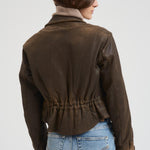 Giubbotto donna in pelle marrone GWP02376 P00216590108 GOLDEN GOOSE 