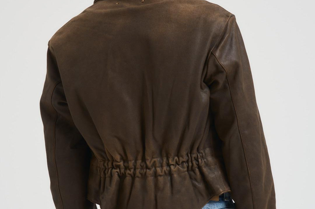 Giubbotto donna in pelle marrone GWP02376 P00216590108 GOLDEN GOOSE 