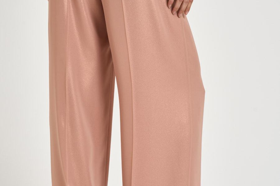 Pantalone donna a palazzo in georgette rosa E04185D 157 PESERICO 