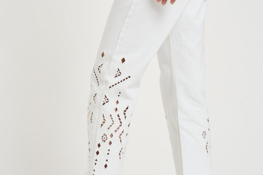 Jeans donna traforato cropped bianco PA0694FA D2H01WHITE ISABEL MARANT 