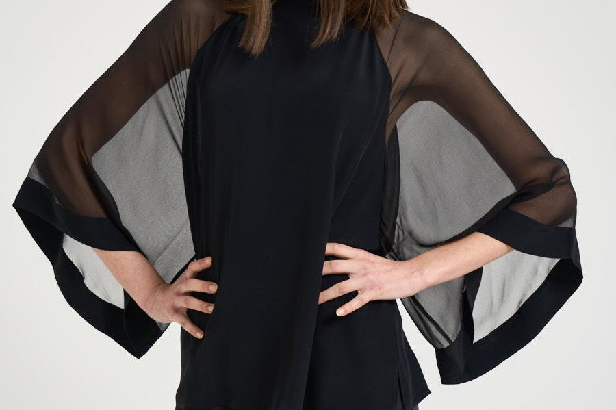 Blusa donna Sheer Raglan Blouse nera 32105 1433BLACK FILIPPA K 