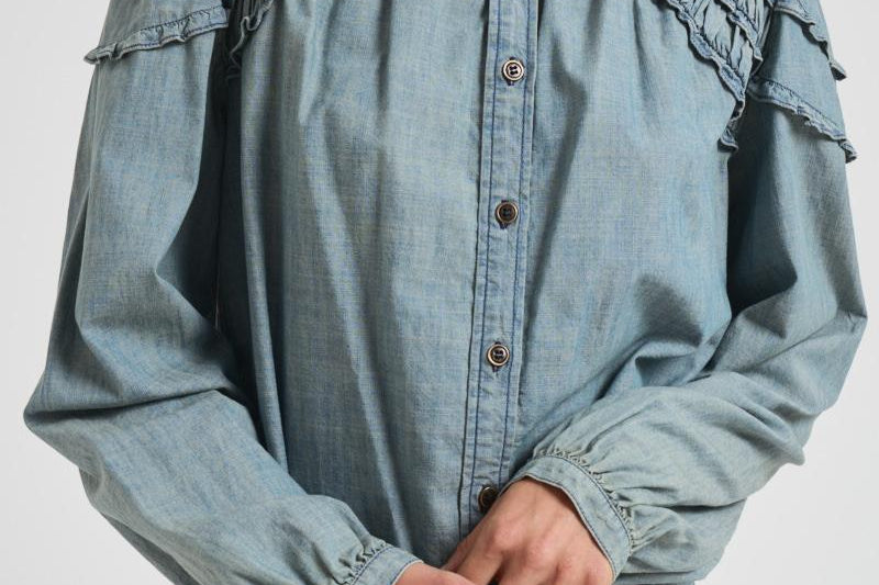 Blusa donna Milya in denim chiaro HT0677FA C3G05E30BU MARANT ETOILE 