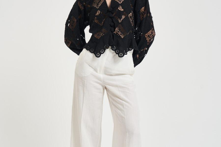 Blusa donna Nina in sangallo nera HT0856FA D2J01IBLACK ISABEL MARANT 