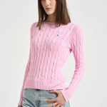 Maglione donna girocollo a trecce rosa 211971869 010 RALPH LAUREN 