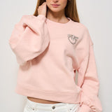 Felpa donna rosa con strass logo 102827 A2G8N38 PINKO 