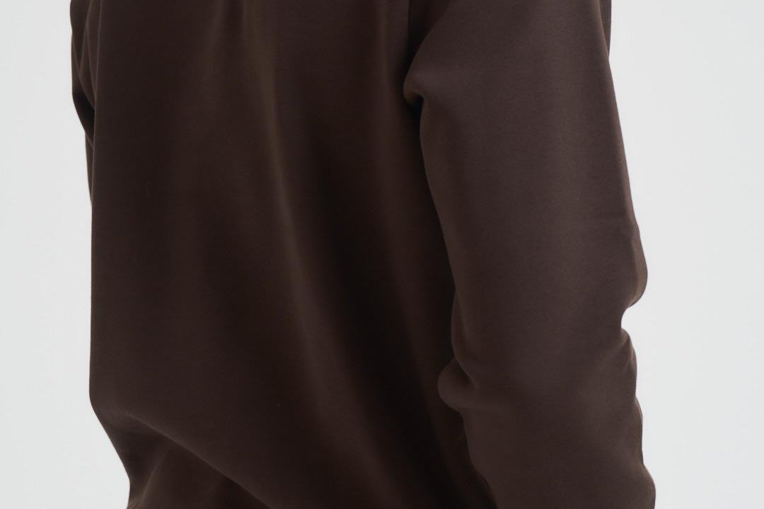 Felpa uomo girocollo in pile marrone SH9608 SKB LACOSTE 