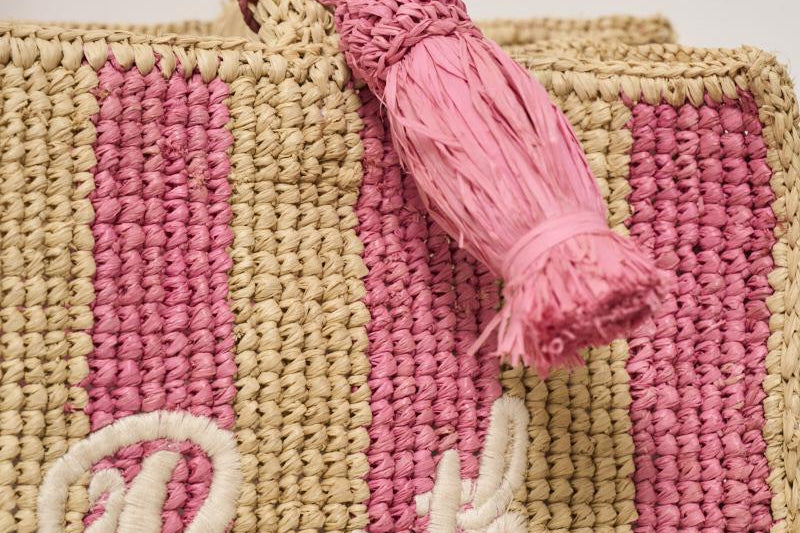 Borsa donna Colette in rafia a righe rosa COLETTERAFIA 01527H MC2 SAINT BARTH 