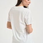 T-shirt donna girocollo bianca con ricamo EMILIE 00279L MC2 SAINT BARTH 
