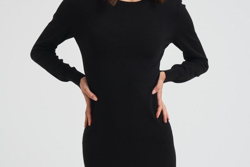 Abito donna lungo con spacco nero D550909 LIME013NERO P.a.r.o.s.h. 