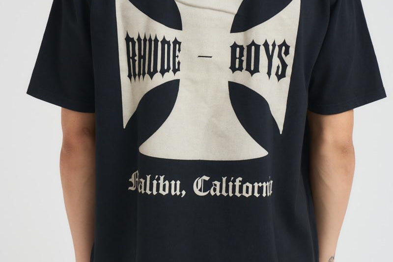 T-shirt uomo girocollo nera TT07012 VINTAGEBLACK0027 RHUDE 