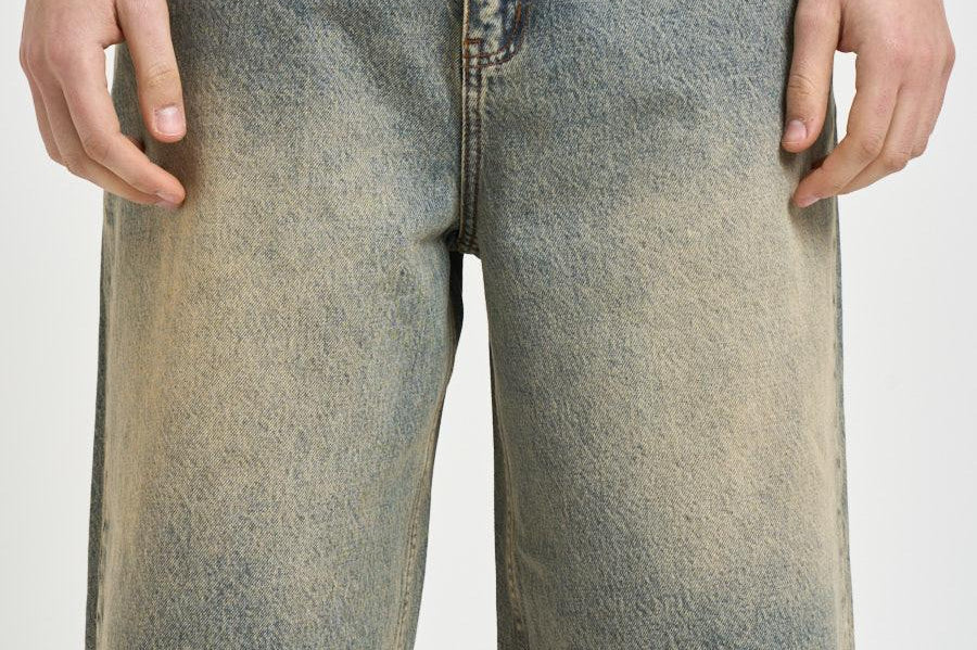 Bermuda uomo in denim slavato 308 DARK BLUE WOODBIRD 