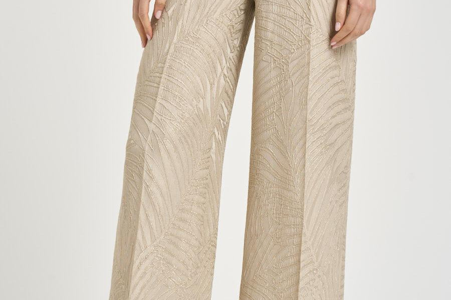 Pantalone donna a palazzo dorato con ricami 173874 D9488403 INCOTEX 