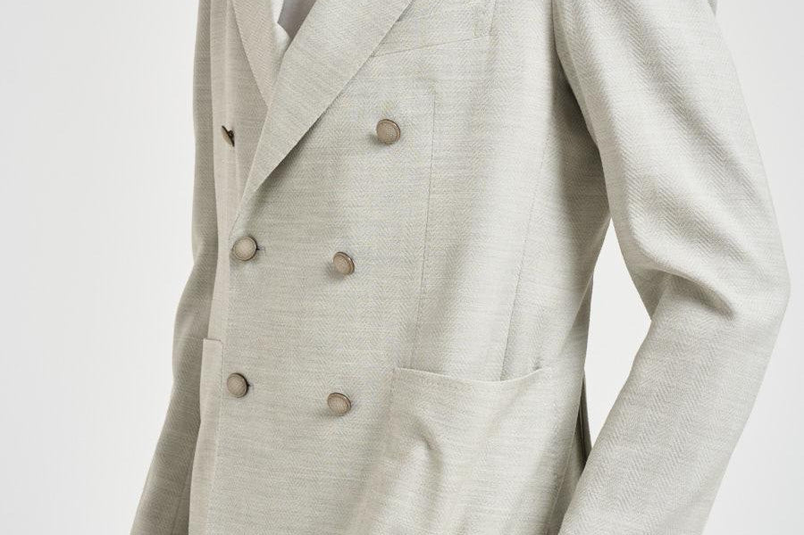 Giacca uomo doppiopetto grigio chiaro 1SMC20K 210025P1031 TAGLIATORE 