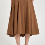 Gonna midi donna a balze marrone S6SK34 T89 SEMICOUTURE 