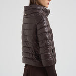 Cappa donna corta in nylon marrone scuro PI0046DIC 8800 HERNO 